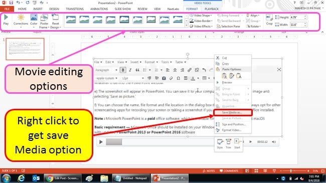 editing movie using powerpoint mp4 format