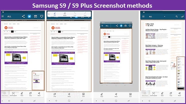 smasung s9 plus - screenshot using volume and power buttons